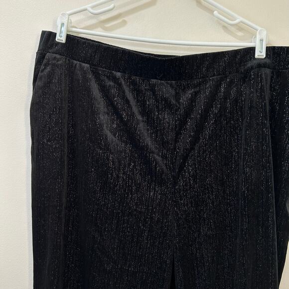 Vince Camuto NWT Women 2X Black Metallic Velvet High Rise Wide Leg Pants Regency - Picture 2 of 6
